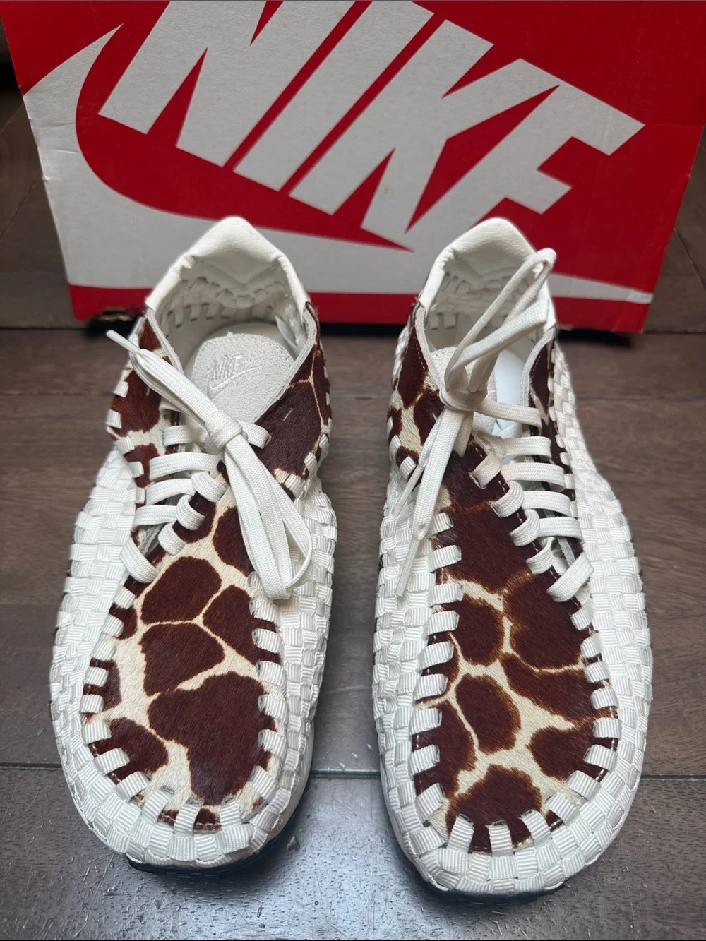 Nike Women’s White & Brown Giraffe-Print Woven Sneakers